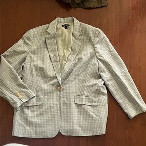 Lands' End mint and blue Checkered Blazer sz 18w like new